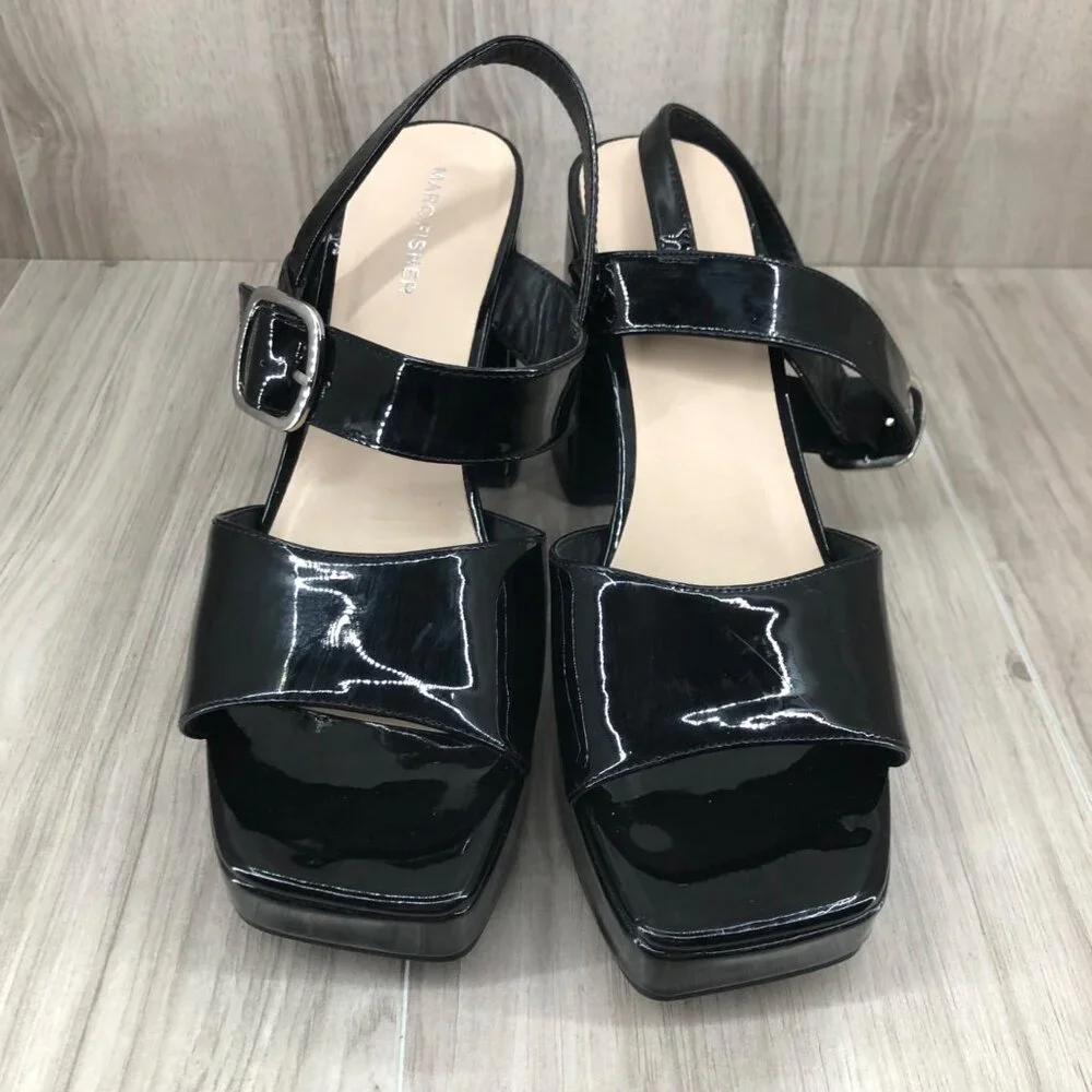 Marc Fisher Platform Sandals Womens 11M Graduate Black Buckle Strap Shoes